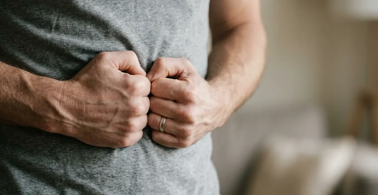 Visual representation of stress affecting body composition and stubborn abdominal weight despite healthy lifestyle