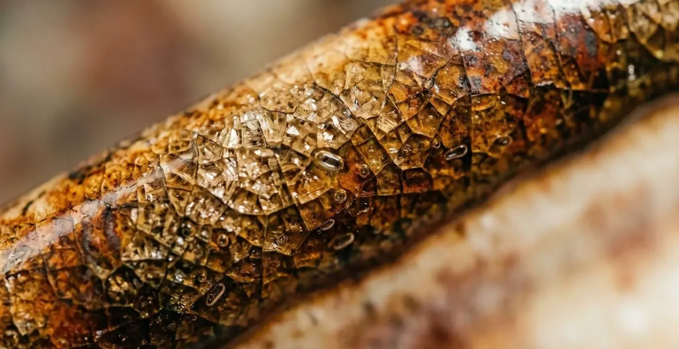Macro close-up of a vintage ceramic glaze surface revealing its crystalline texture and fine crazing patterns under examination light.