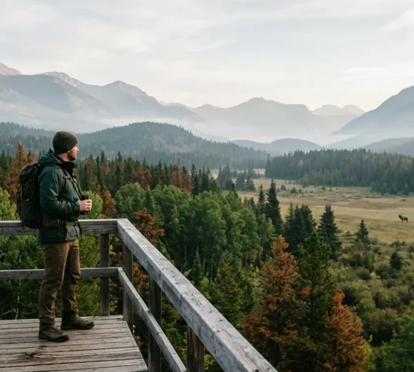 Responsible wildlife observation in a protected nature reserve maintaining ethical distance