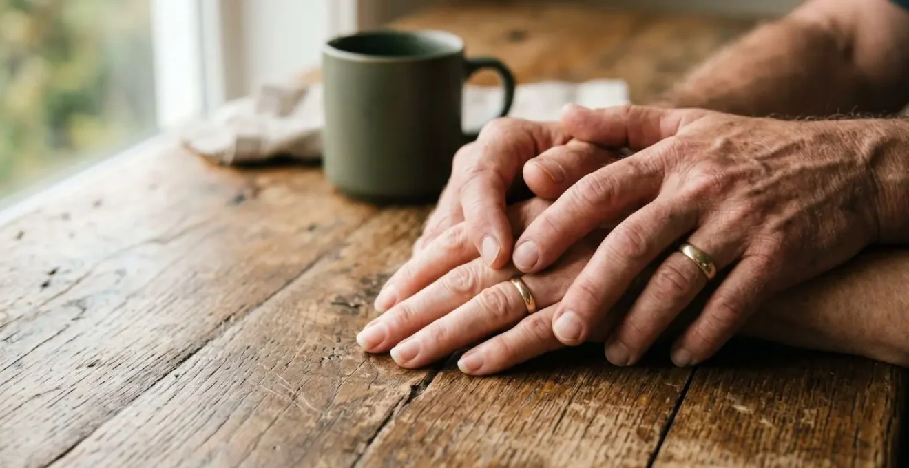 Intimate couple moment during quiet morning coastal connection ritual