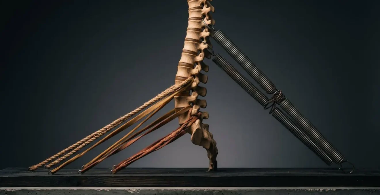 Anatomical view showing hip flexor tension affecting lower back posture