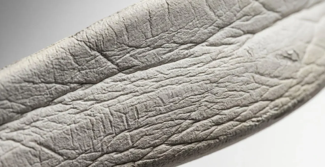 Macro detail of an athletic shoe midsole showing compression fatigue lines and foam degradation.