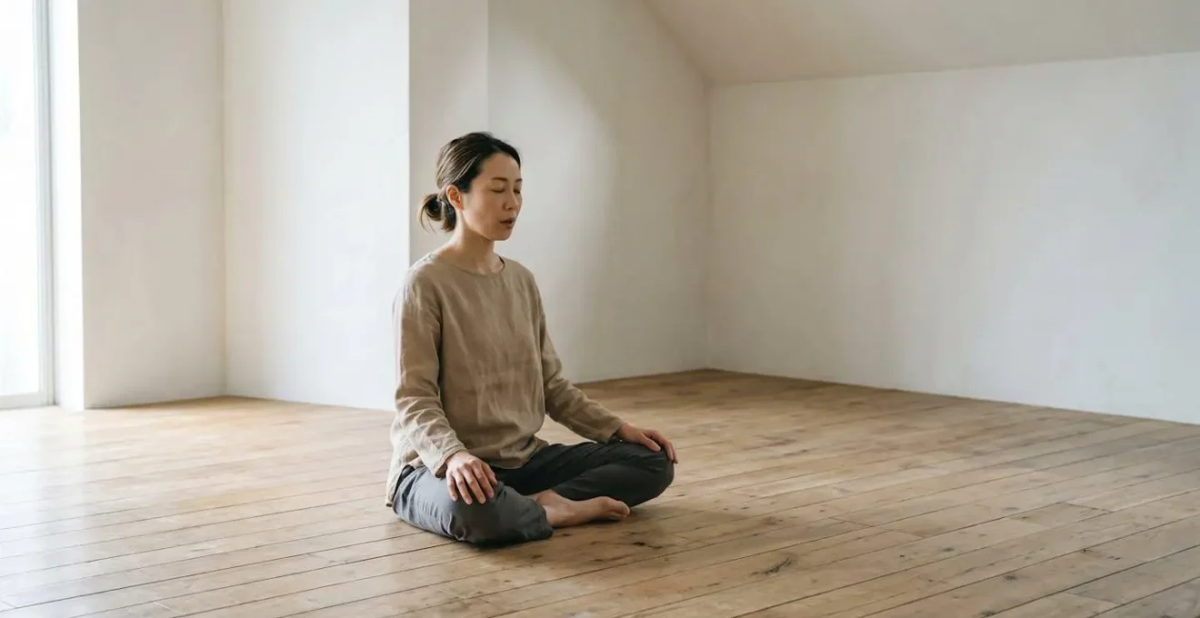 Person performing double-inhale physiological sigh followed by extended exhale to reset nervous system